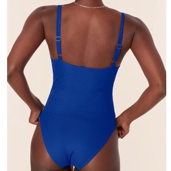 Andie The Marco One Piece Rib Swimsuit Mazarine Blue Size S NWT - Picture 2 of 9